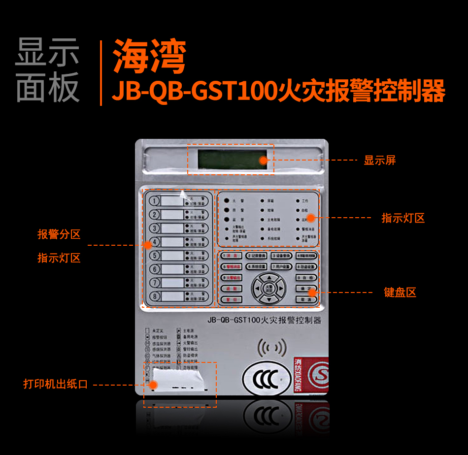 山西海灣JB-QB-GST100山西火災報警控制器顯示面板